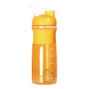 Botella mezcladora con agarradera de silicón naranja