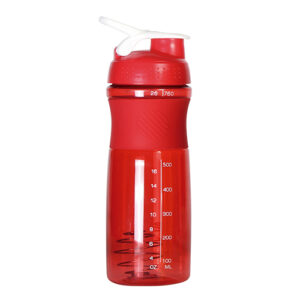 Botella mezcladora con agarradera de silicón roja