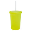 vasos plásticos con tapa y popote amarillo