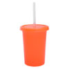 vasos plásticos con tapa y popote naranja