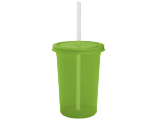 vasos plásticos con tapa y popote verde