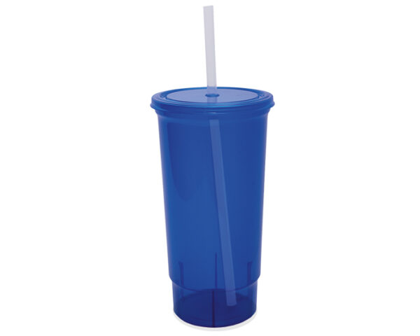 Vasos de a litro con tapa y popote azul