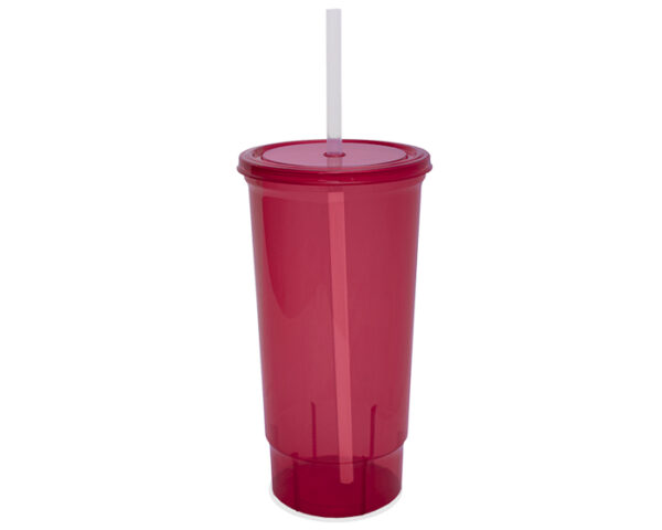 Vasos de a litro con tapa y popote rojo