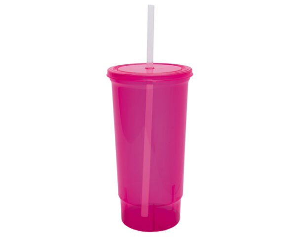 Vasos de a litro con tapa y popote rosa