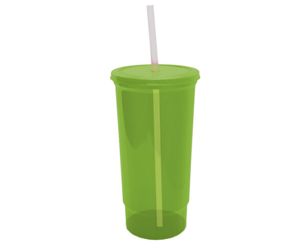 Vasos de a litro con tapa y popote verde