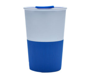 Vaso de plástico con válvula azul