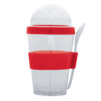 Vasos de plástico con cuchara rojo