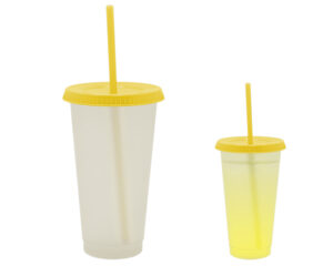 Vasos de plástico que cambian de color amarillo