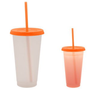 Vasos de plástico que cambian de color naranja