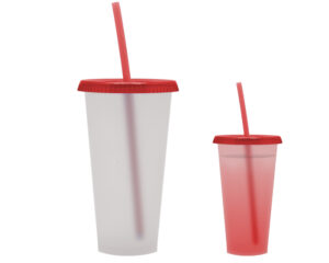 Vasos de plástico que cambian de color rojo