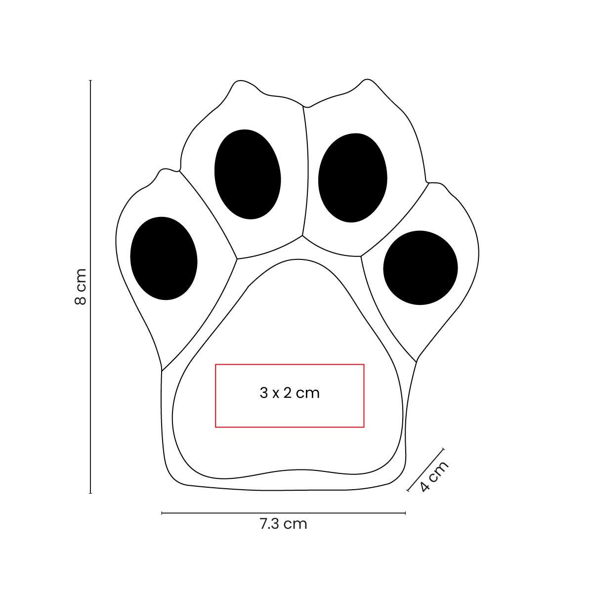 Pelota antiestrés forma de huellita diagrama